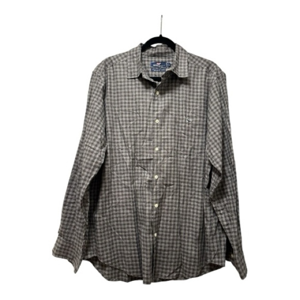 Vineyard Vines Men's Gray Classic Fig Tucker Checkered Shirt